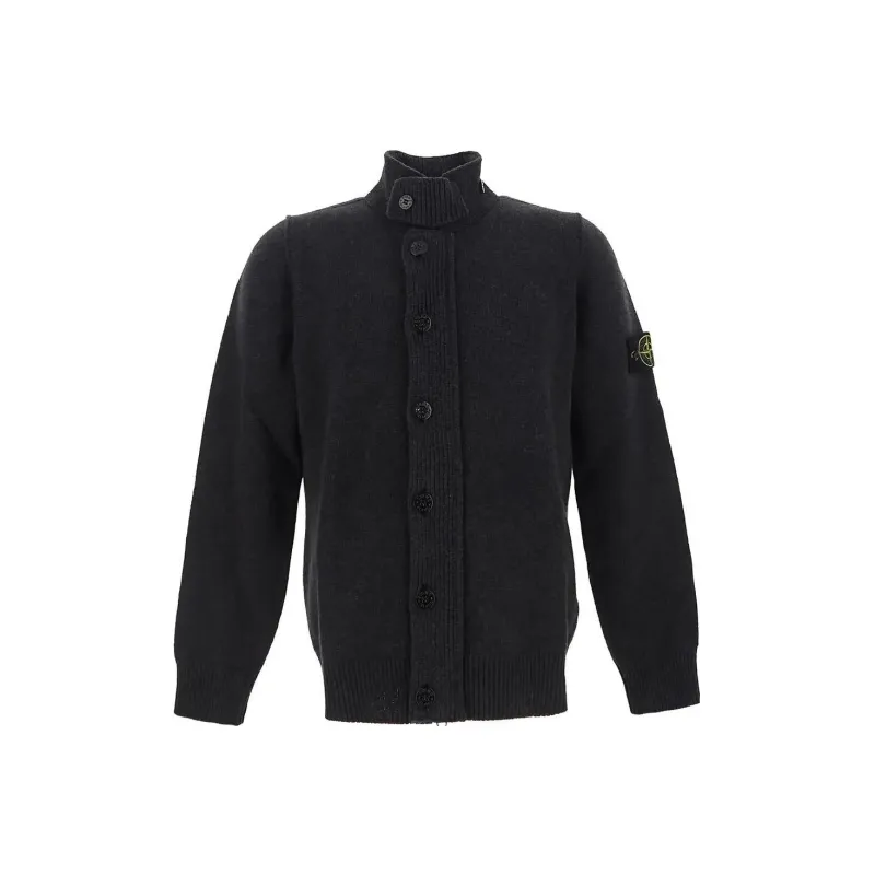 STONE ISLAND Logo patch Button up Cardigan-0