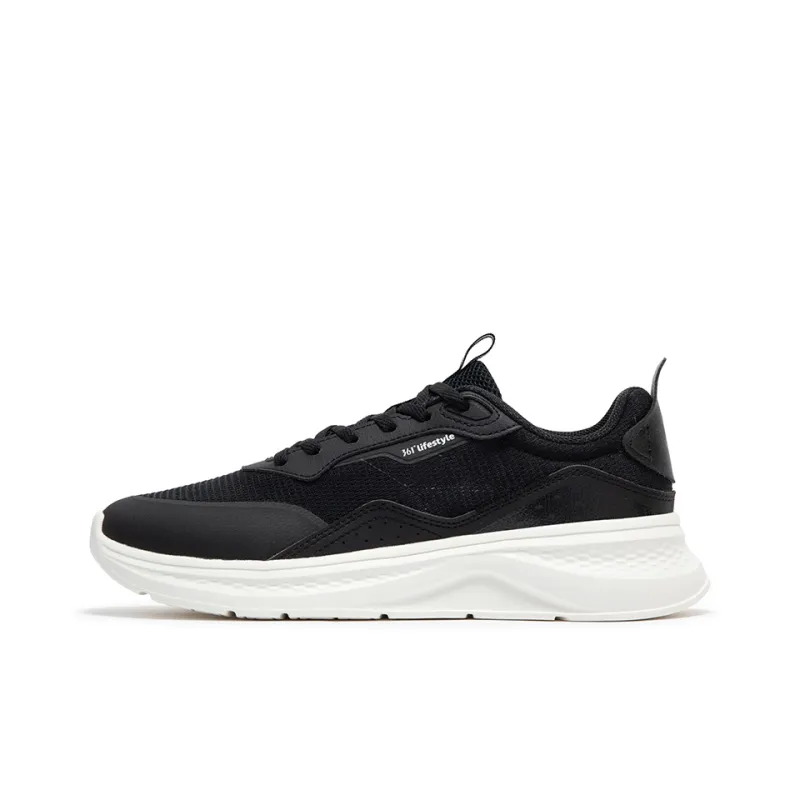 361° Anti Slip Wear Resistant Low Top Running Shoes Men's Black White-0