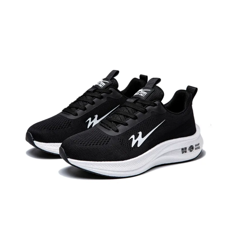 Binary Cushioning Rebound Abrasion Resistant Lightweight Breathable Slip Resistant Low Top Running Shoes Unisex Black-1
