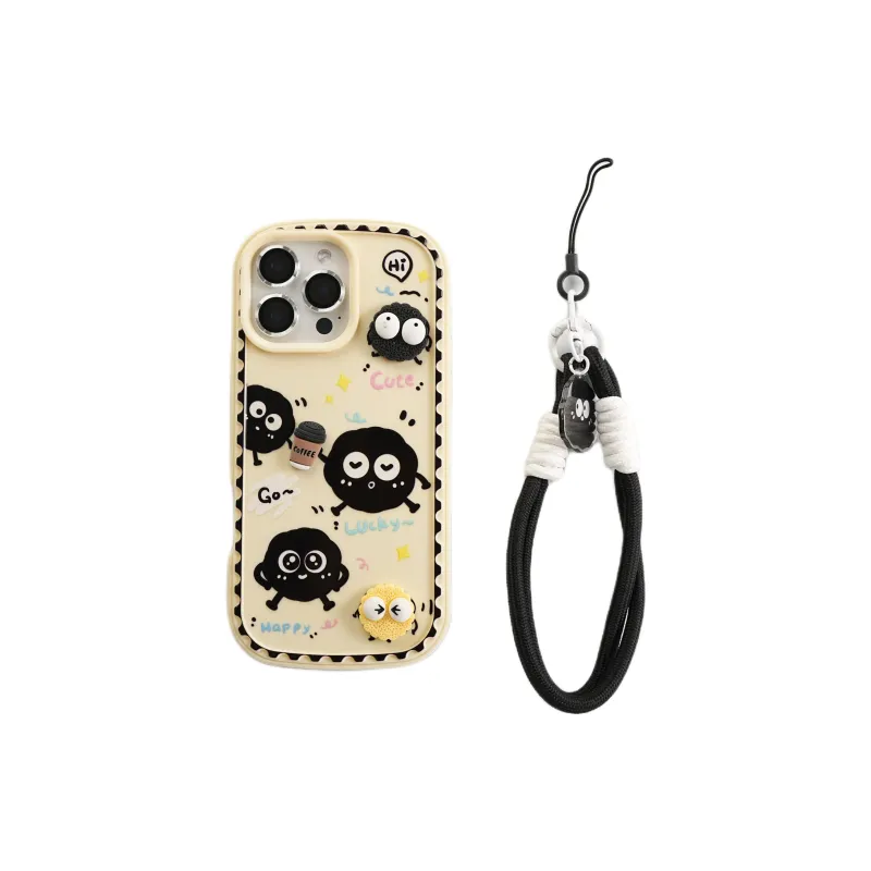 Wei Xin TPU Material Rice Base Cookie Lanyard Phone Cases Compatible With IPhone 16/15 Pro Max/Apple 13/14 Pro/Max-4