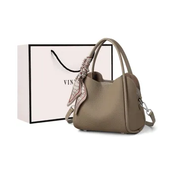 VINEY Cow Leather Handbag, Shoulder Bag, Crossbody Bag Regular Women's Elephant Gray