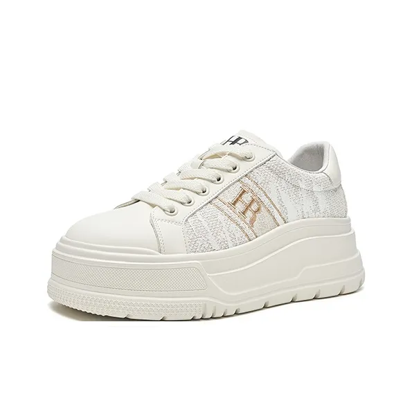 HR Height Increasing Abrasion Resistant Low Top Casual Shoes Women's Beige-1