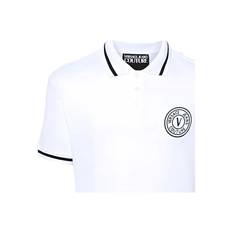 VERSACE JEANS COUTURE Logo Embroidered Short Sleeved Polo Shirt-4