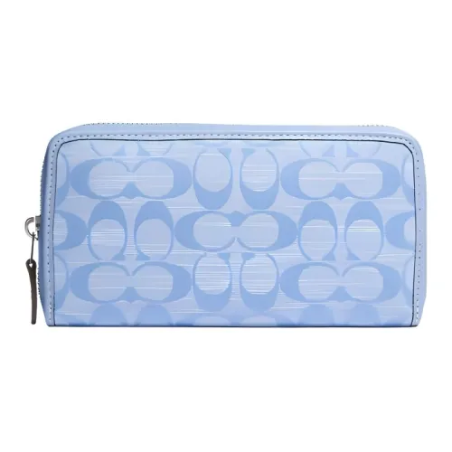 COACH Accordion Wallet Canvas With Pebbled Leather Card Holder, Wallet Women's Light Blue