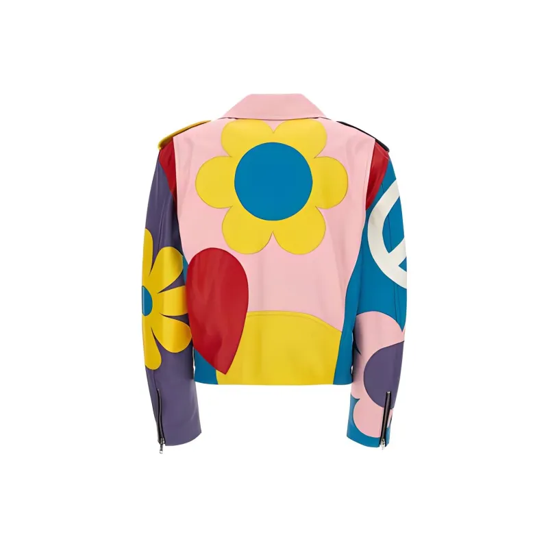 MOSCHINO Jeans Graphic Printed Leather Jacket-1