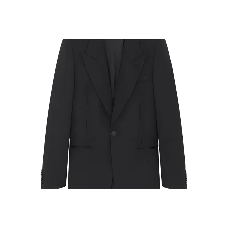 SAINT LAURENT Grain De Poudre Wool Single breasted Blazer-4