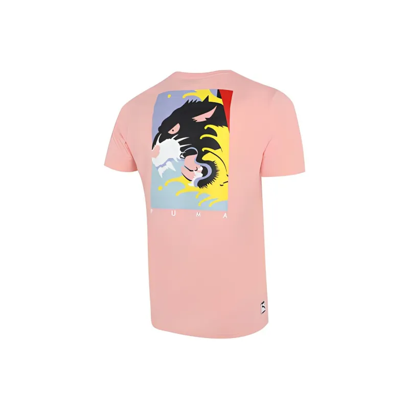PUMA T Shirts Unisex Peach Pink-1