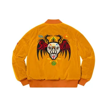 Supreme Clayton Patterson Skulls Embroidered Velvet MA 1