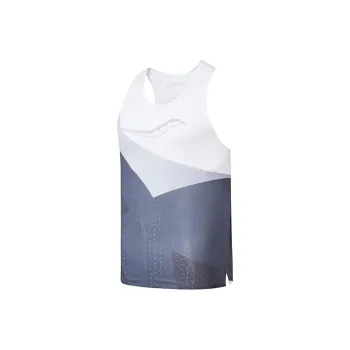 Saucony SS24 Tank Top Men's White Base With Black And Gray Colorblock Print Combo