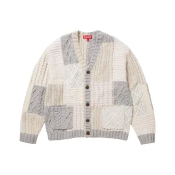 Supreme Patchwork Cable Knit Cardigan