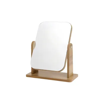 Evening Tang Wooden Vintage Desktop Portable Large Size Make Up Mirrors Rotatable Clear