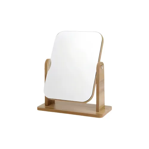 Evening Tang Wooden Vintage Desktop Portable Large Size Make Up Mirrors Rotatable Clear