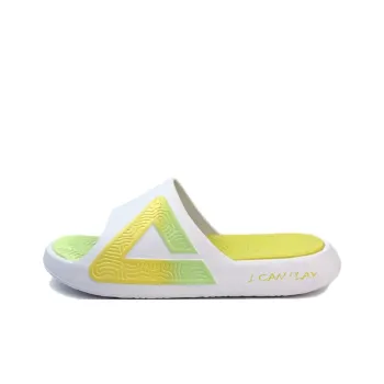 PEAK Quiet Slip Resistant Abrasion Resistant Slide Slippers Men's White Green Yellow