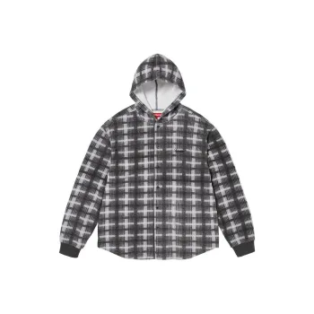 Supreme Hooded Plaid Knit Shirt