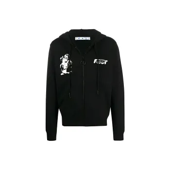 OFF WHITE Slim Fit Kiss 21 Full Zip Hoodie