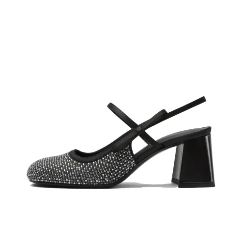 CHARLES&KEITH Small Ck One Strap Sandals 6.7cm Women's BLACK TEXTURED Black Textured