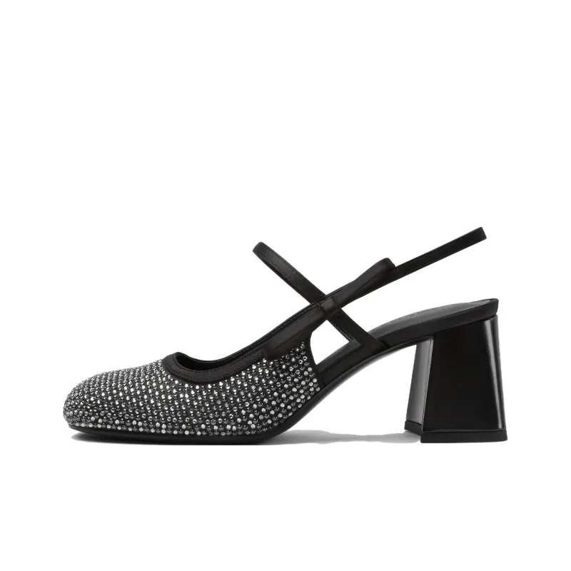 CHARLES&KEITH Small Ck One Strap Sandals 6.7cm Women's BLACK TEXTURED Black Textured-0