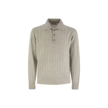 Brunello Cucinelli Long Sleeved Knitted Polo Jumper