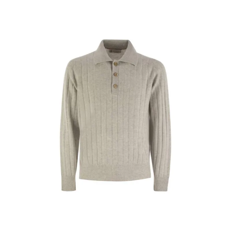 Brunello Cucinelli Long Sleeved Knitted Polo Jumper-0