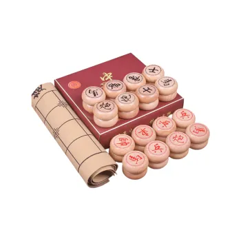 Lezhi By Me Chinese Chess Bamboo Wood Box With Solid Wood Chess Pieces Board Games