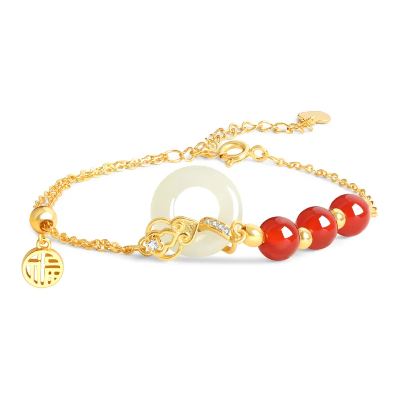 Lao Feng Xiang Hetian Jade Bracelets White Jade/Pale Greenish White Jade Women's-0