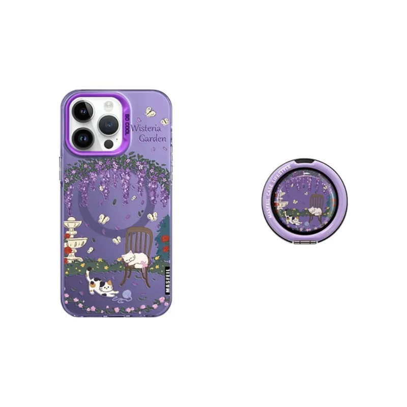 Marsfield Acrylic Material Soft Edge Magnetic Wisteria Garden Phone Cases Compatibility Apple 16/15/14/13 Pro/Pro Max-6