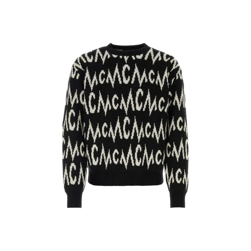 MCM Logo Intarsia Knitted Crewneck Jumper-0