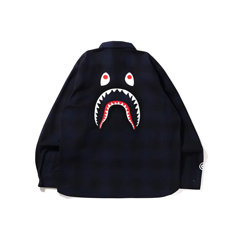 Bape Check Shark Relaxed Fit Flannel Shirt-1