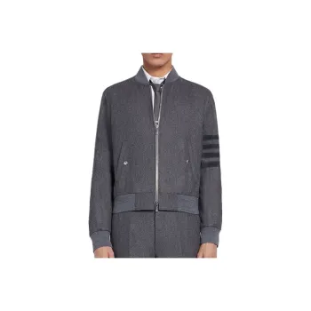 THOM BROWNE Tonal 4 Bar Flannel Blouson Jacket