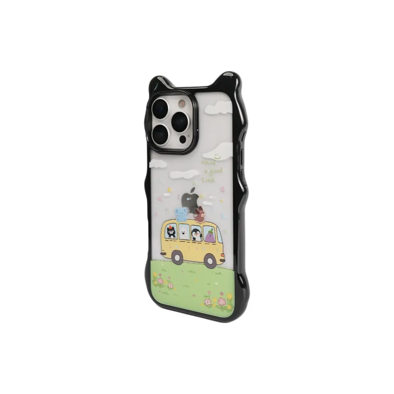 Wei Xin Acrylic Material Spring Outing Bus Doll Phone Cases Compatible With IPhone 16/15 Pro Max/Apple 13/14 Pro/Max-2