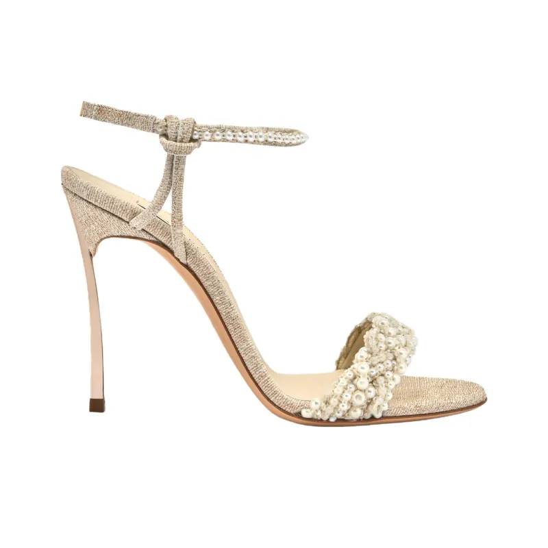 Casadei Pearlsway Blade One Strap Sandals 10cm Women's Gold-1