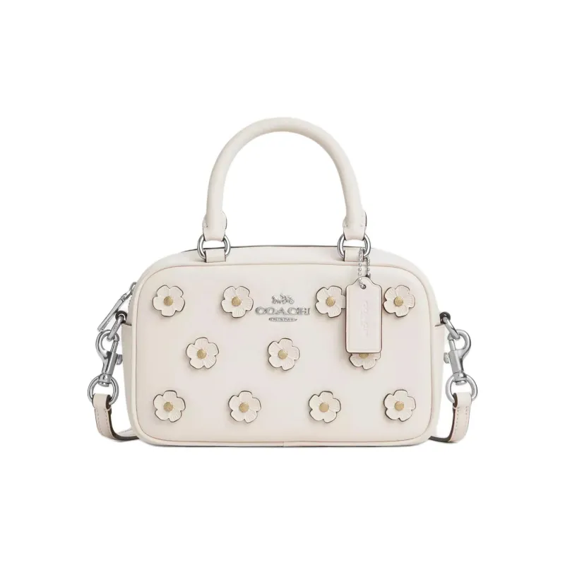 COACH SATCHEL Leather One Shoulder Handbag Trumpets Women's Silver & Chalk-0