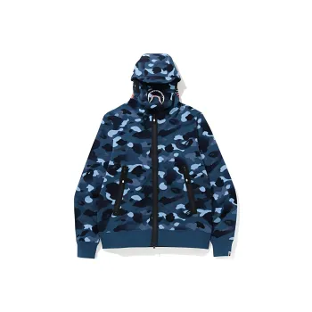 A BATHING APE Gradation Camo Shark Mask Wide Zip Hoodie