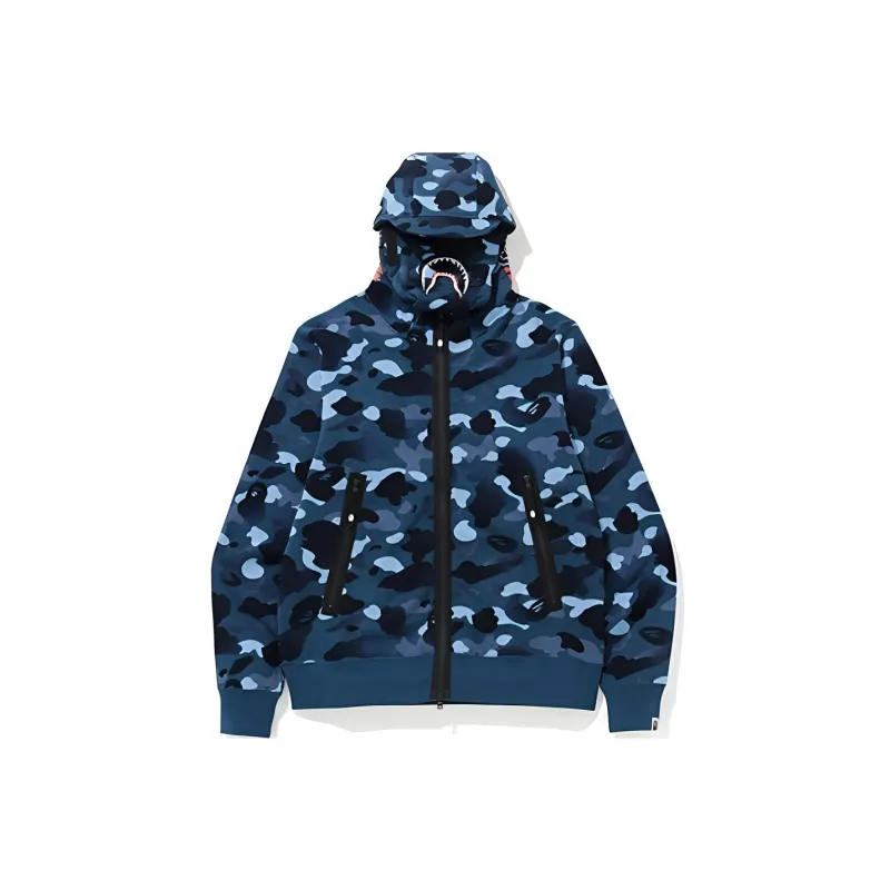 A BATHING APE Gradation Camo Shark Mask Wide Zip Hoodie-0