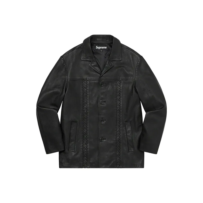 Supreme Braided Leather Overcoat-0