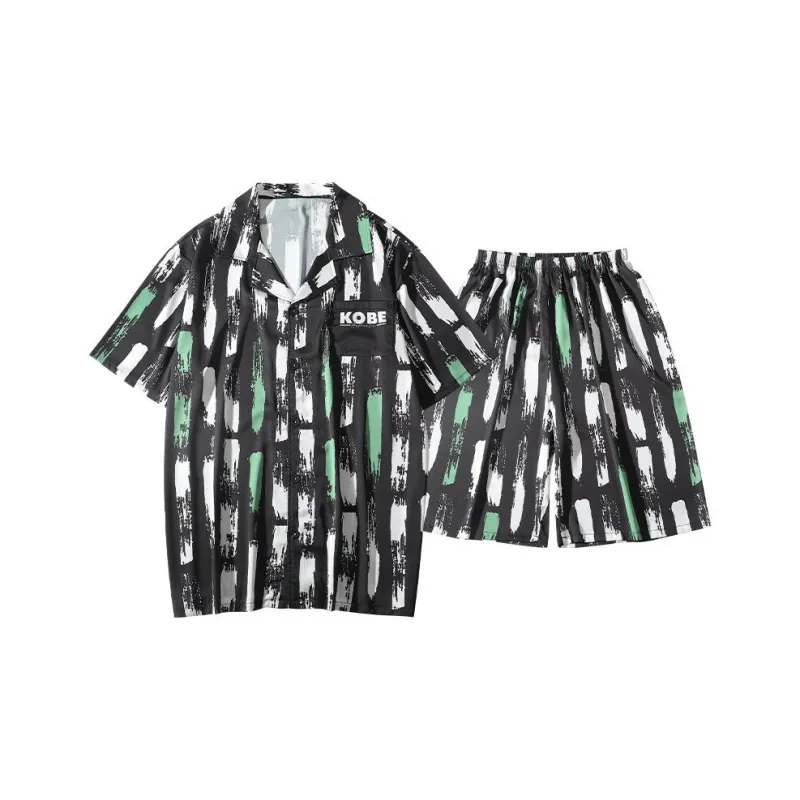 Urban Beauty Pajama Set Men's Black Stripes-6