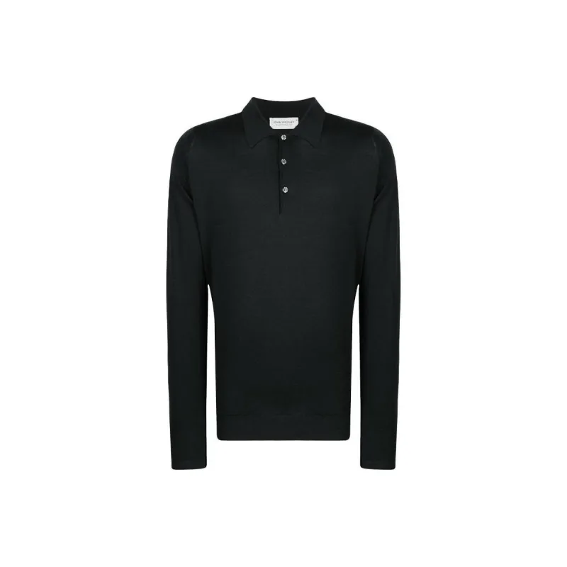 JOHN SMEDLEY Long Sleeved Knitted Polo Shirt-0