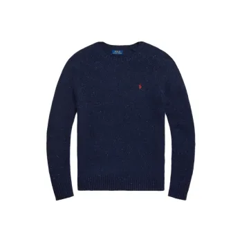 Polo Ralph Lauren FW23 Crew Neck Fitted Long Sleeved Knitwear Men's Marine Blue