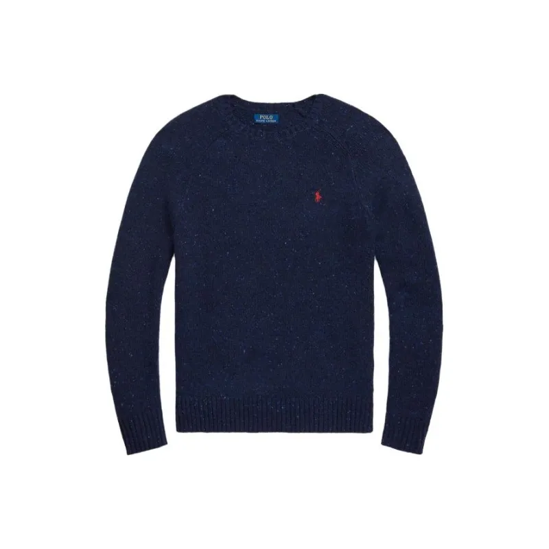 Polo Ralph Lauren FW23 Crew Neck Fitted Long Sleeved Knitwear Men's Marine Blue-0