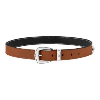 LOUIS VUITTON Metal Parts Belt Men's Brown Width 2.5CM