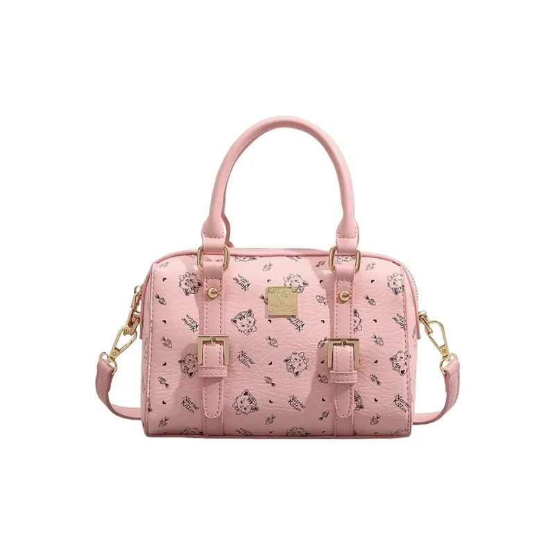 PESASRIE PU Boston Bag, Shoulder Bag, Crossbody Bag, Handbag Regular Women's Light Pink/Ecru-6