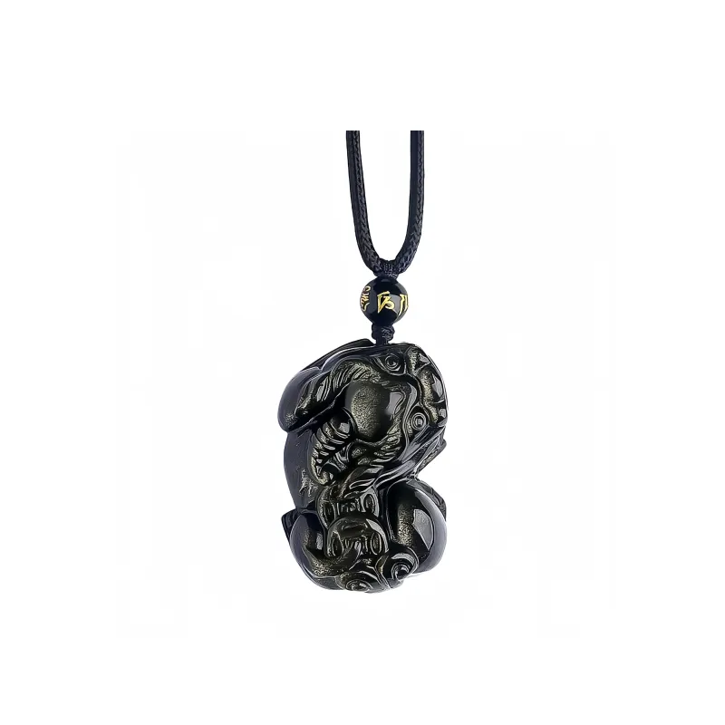Lingxiang Yurun Obsidian Accessory, Zodiac Year Necklace Unisex-24