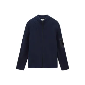 WOOLRICH Ribbed knit Zip up Cardigan