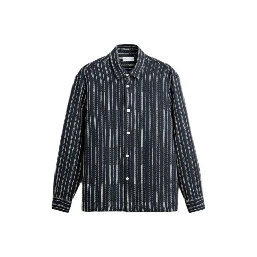 ZARA Shirts Men Sea Blue/Nude