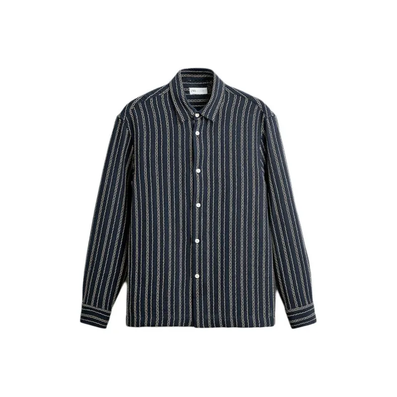 ZARA Shirts Men Sea Blue/Nude-0