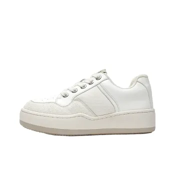 MUPPLE Lightweight Height Increasing Low Top Skateboard Shoes Unisex White