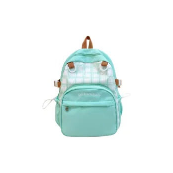 BUBM Nylon Backpack Unisex Green/Sky Blue/Pink