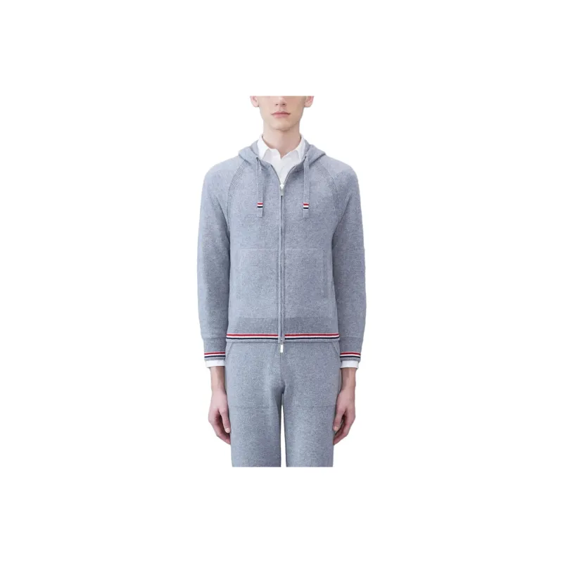 THOM BROWNE Cashmere Knitted Zip up Hoodie-0