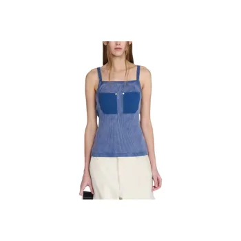 DION LEE SS24 RIVET POCKET TANK Top Unisex Washed American Blue/Washable United States Blue