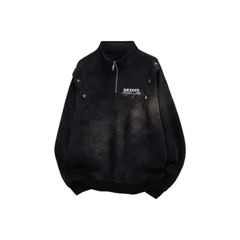 Qnxeey Sweatshirt Unisex Tie Dye Black